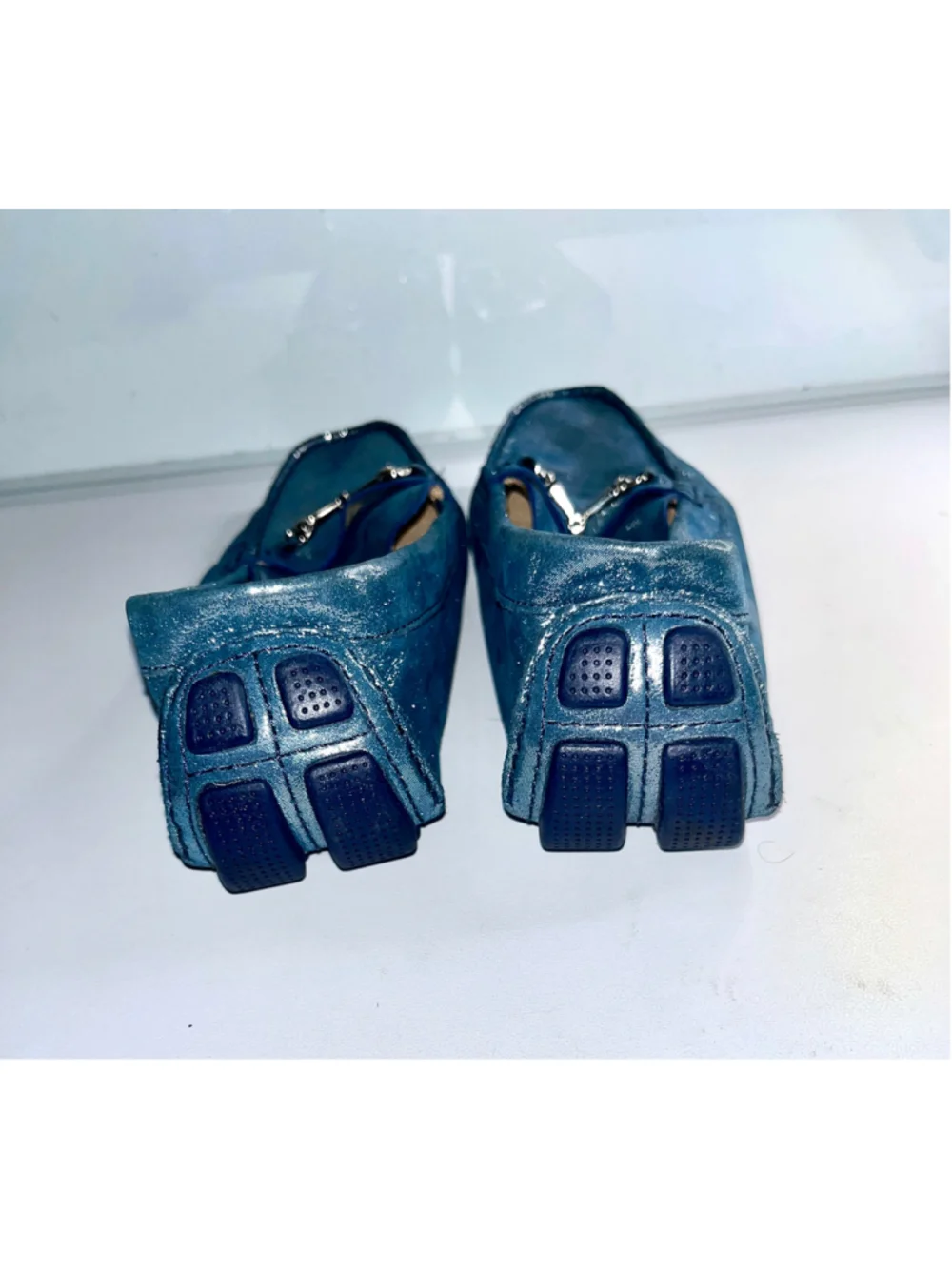 Cole Haan blue metallic leather loafers women size 9.5B